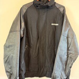 vintage black Oakland Raiders jacket by Majestic - men’s XXL, leather sleeves